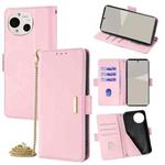 For Sharp Aquos R10 5G Crossbody Chain Leather Phone Case(Pink)