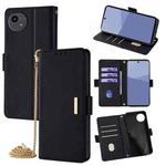 For Sharp Aquos wish5 5G Crossbody Chain Leather Phone Case(Black)
