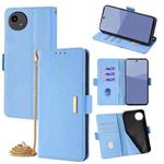 For Sharp Aquos wish5 5G Crossbody Chain Leather Phone Case(Blue)