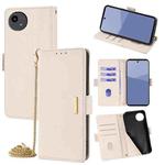 For Sharp Aquos wish5 5G Crossbody Chain Leather Phone Case(White)