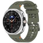 For Samsung Galaxy Watch8 / Watch8 Classic xDfind Alloy Silver Buckle Breathable Hole Silicone Watch Band(Army Green)