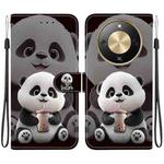 For Honor X70 5G Crystal Texture Colored Drawing Leather Phone Case(Milk Tea Bear)