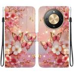 For Honor X70 5G Crystal Texture Colored Drawing Leather Phone Case(Lantern Butterflies)
