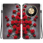 For Honor X70 5G Crystal Texture Colored Drawing Leather Phone Case(Red Roses)