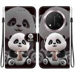 For Honor X9c Crystal Texture Colored Drawing Leather Phone Case(Milk Tea Bear)