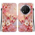 For Honor X9c Crystal Texture Colored Drawing Leather Phone Case(Lantern Butterflies)