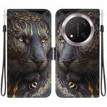 For Honor X9c Crystal Texture Colored Drawing Leather Phone Case(Black Gold Lion)