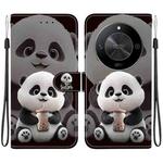 For Honor X9b / Magic6 Lite 5G / X50 / X50 Pro Crystal Texture Colored Drawing Leather Phone Case(Milk Tea Bear)