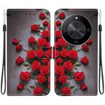 For Honor X9b / Magic6 Lite 5G / X50 / X50 Pro Crystal Texture Colored Drawing Leather Phone Case(Red Roses)