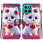 For Honor X8c 4G Crystal Texture Colored Drawing Leather Phone Case(Rose Cat)