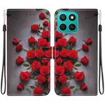 For Honor X8c 4G Crystal Texture Colored Drawing Leather Phone Case(Red Roses)