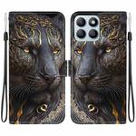 For Honor X8b Crystal Texture Colored Drawing Leather Phone Case(Black Gold Lion)
