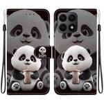 For Honor X8a Crystal Texture Colored Drawing Leather Phone Case(Milk Tea Bear)