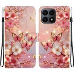 For Honor X8a Crystal Texture Colored Drawing Leather Phone Case(Lantern Butterflies)