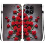 For Honor X8a Crystal Texture Colored Drawing Leather Phone Case(Red Roses)