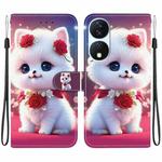 For Honor X7b / Play 50 Plus Crystal Texture Colored Drawing Leather Phone Case(Rose Cat)