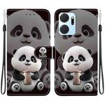 For Honor X7a Crystal Texture Colored Drawing Leather Phone Case(Milk Tea Bear)