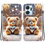 For Honor X7a Crystal Texture Colored Drawing Leather Phone Case(Diamond Bear)