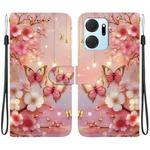 For Honor X7a Crystal Texture Colored Drawing Leather Phone Case(Lantern Butterflies)