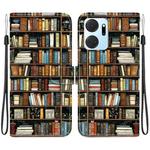 For Honor X7a Crystal Texture Colored Drawing Leather Phone Case(Bookshelf)