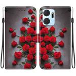 For Honor X7a Crystal Texture Colored Drawing Leather Phone Case(Red Roses)
