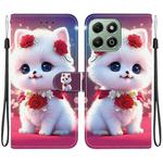 For Honor X6b 4G Crystal Texture Colored Drawing Leather Phone Case(Rose Cat)