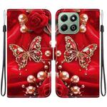 For Honor X6b 4G Crystal Texture Colored Drawing Leather Phone Case(Pearl Butterfly Rose)