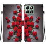 For Honor X6b 4G Crystal Texture Colored Drawing Leather Phone Case(Red Roses)