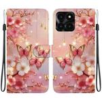 For Honor X6a Crystal Texture Colored Drawing Leather Phone Case(Lantern Butterflies)
