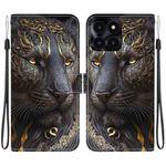 For Honor X6a Crystal Texture Colored Drawing Leather Phone Case(Black Gold Lion)
