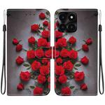 For Honor X6a Crystal Texture Colored Drawing Leather Phone Case(Red Roses)