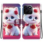 For Honor Play 60 Plus / 200 Smart / Play9T 5G Crystal Texture Colored Drawing Leather Phone Case(Rose Cat)