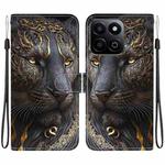 For Honor Play 60 Plus / 200 Smart / Play9T 5G Crystal Texture Colored Drawing Leather Phone Case(Black Gold Lion)