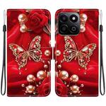 For Honor Play 60 Plus / 200 Smart / Play9T 5G Crystal Texture Colored Drawing Leather Phone Case(Pearl Butterfly Rose)