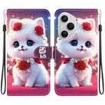 For Honor 400 Pro Global 160.8mm Crystal Texture Colored Drawing Leather Phone Case(Rose Cat)