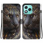 For Honor 400 Lite Global Crystal Texture Colored Drawing Leather Phone Case(Black Gold Lion)