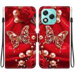 For Honor 400 Lite Global Crystal Texture Colored Drawing Leather Phone Case(Pearl Butterfly Rose)