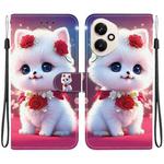 For Honor 400 Global 156.5mm Crystal Texture Colored Drawing Leather Phone Case(Rose Cat)