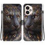 For Honor 400 Global 156.5mm Crystal Texture Colored Drawing Leather Phone Case(Black Gold Lion)