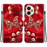 For Honor 400 Global 156.5mm Crystal Texture Colored Drawing Leather Phone Case(Pearl Butterfly Rose)