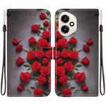 For Honor 400 Global 156.5mm Crystal Texture Colored Drawing Leather Phone Case(Red Roses)