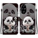 For Honor 200 Pro Crystal Texture Colored Drawing Leather Phone Case(Milk Tea Bear)