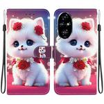 For Honor 200 Pro Crystal Texture Colored Drawing Leather Phone Case(Rose Cat)