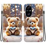 For Honor 200 Pro Crystal Texture Colored Drawing Leather Phone Case(Diamond Bear)