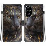 For Honor 200 Pro Crystal Texture Colored Drawing Leather Phone Case(Black Gold Lion)