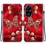 For Honor 200 Pro Crystal Texture Colored Drawing Leather Phone Case(Pearl Butterfly Rose)