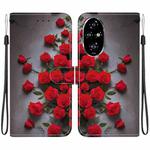 For Honor 200 Pro Crystal Texture Colored Drawing Leather Phone Case(Red Roses)
