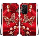 For Honor 200 Lite Global Crystal Texture Colored Drawing Leather Phone Case(Pearl Butterfly Rose)