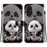 For Honor 200 Crystal Texture Colored Drawing Leather Phone Case(Milk Tea Bear)