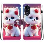 For Honor 200 Crystal Texture Colored Drawing Leather Phone Case(Rose Cat)